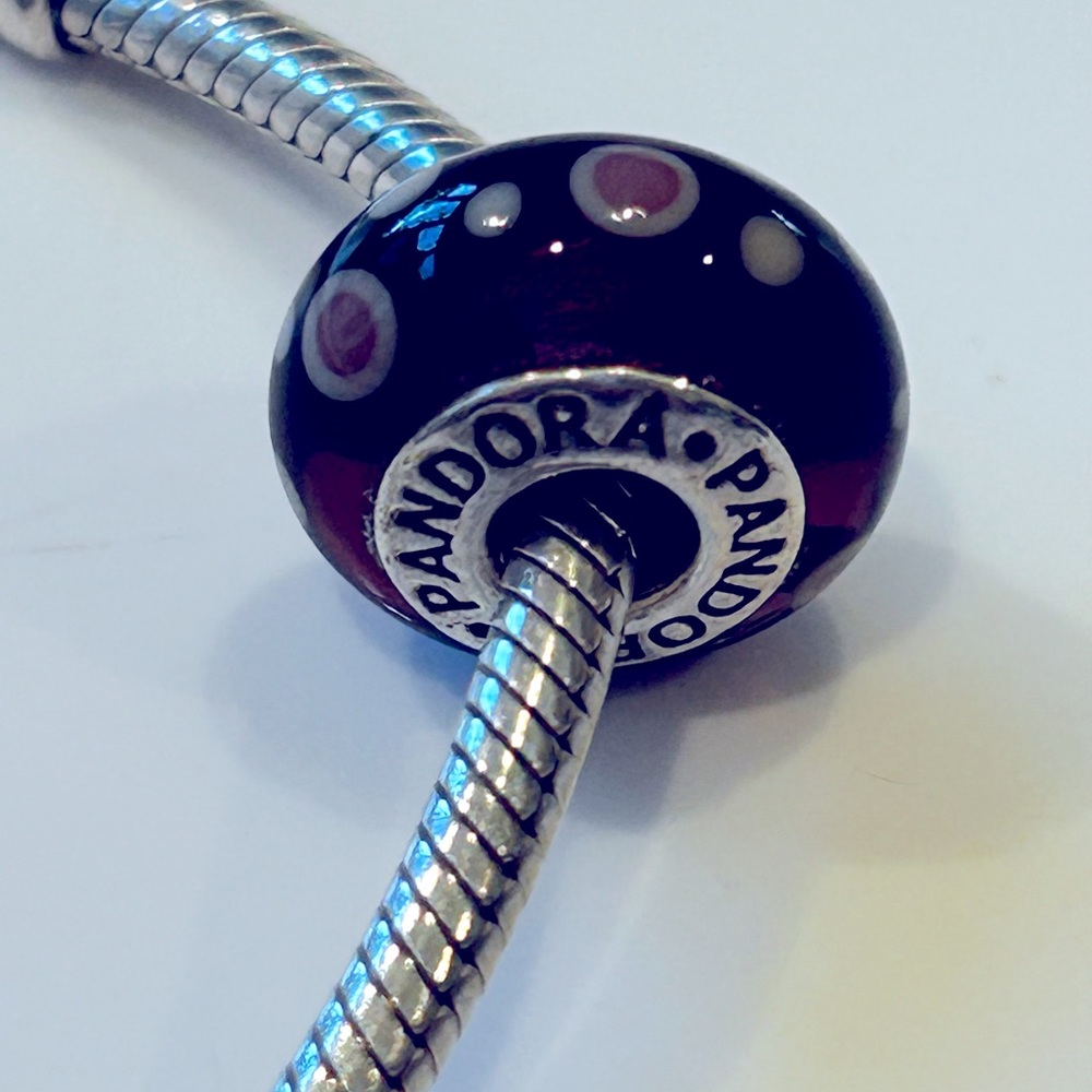 Lavender Bubbles Murano Glass and Sterling Pandora Bead Charm